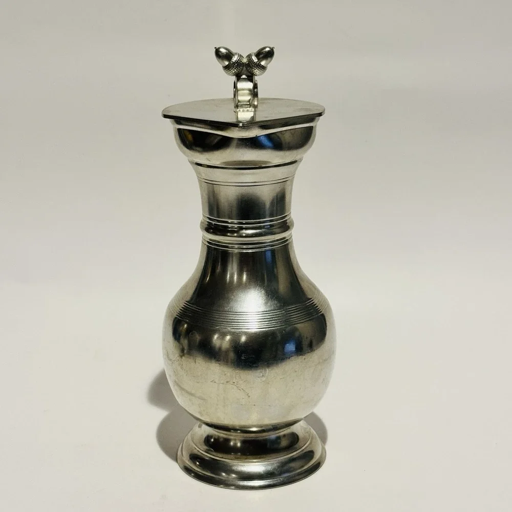 Vintage Etain Sigg Zinn Frauenfeld Tankard Flip Top Lid Double Acorn Finil‎ .8L